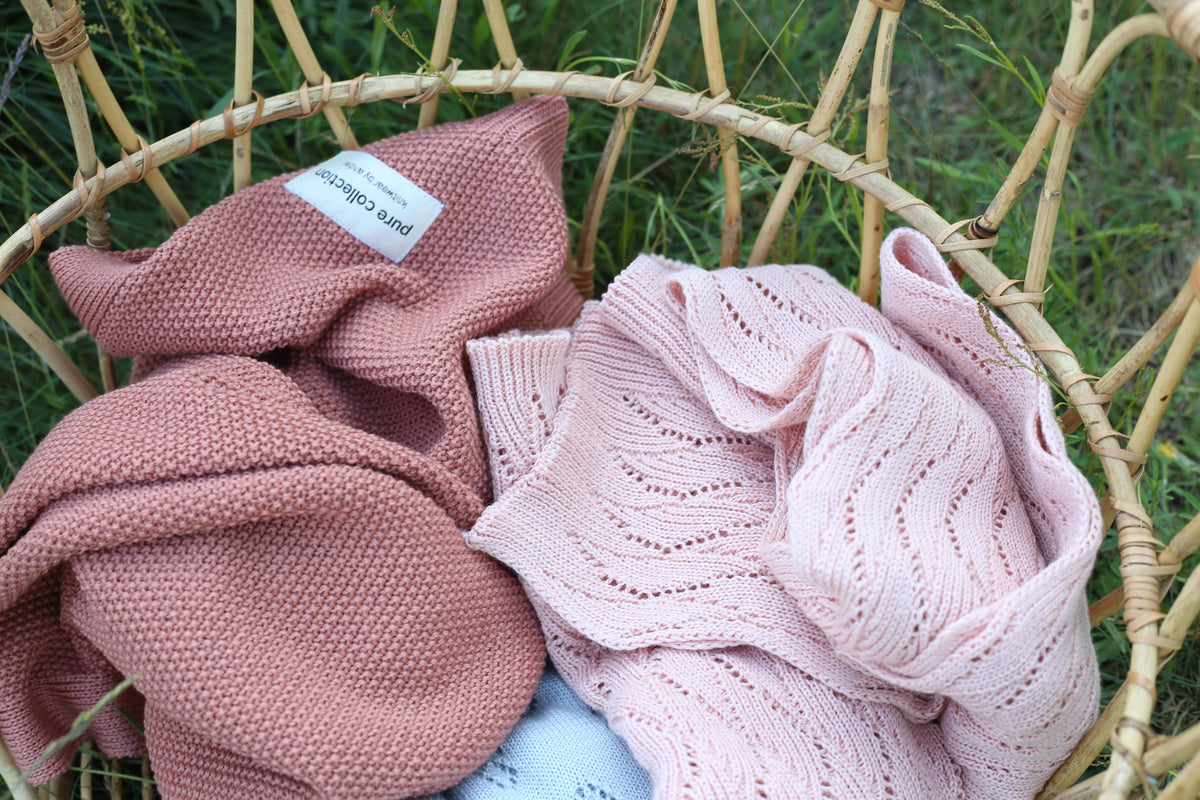 100% merinowollen babydeken - gebreid ABACO: Taupe