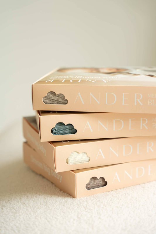100% merinowollen babydeken - gebreid ABACO: Taupe