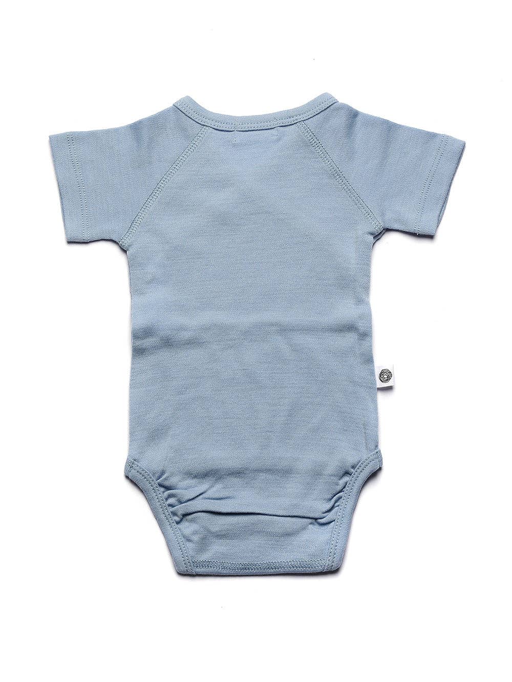 Wollen Overslagromper korte mouw – Merinowol - Blue Fog: 62