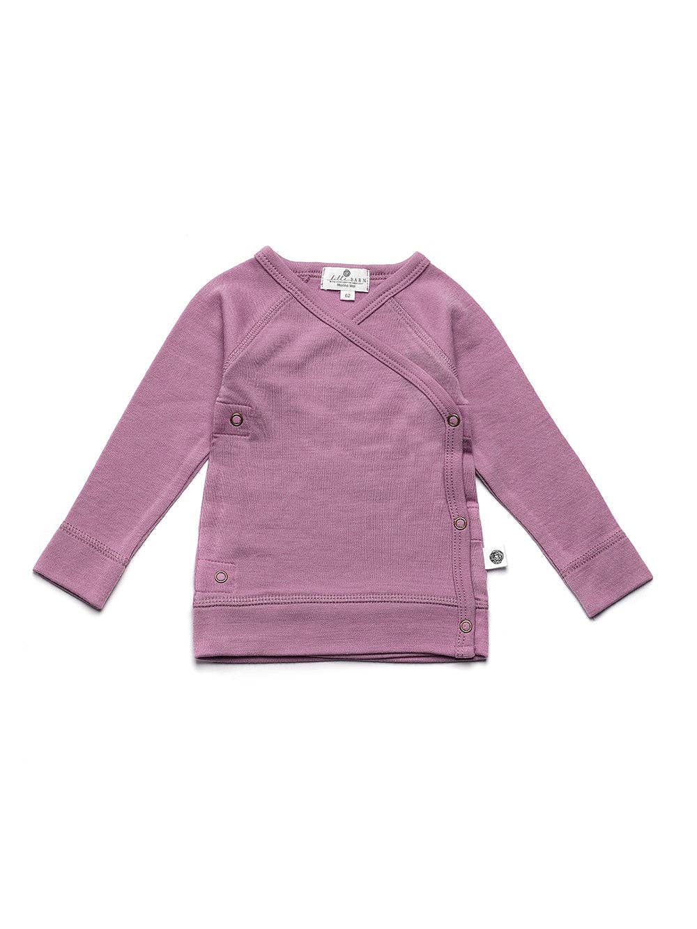 Baby wollen overslagtrui – Merinowol  - Lavender Mist: 62