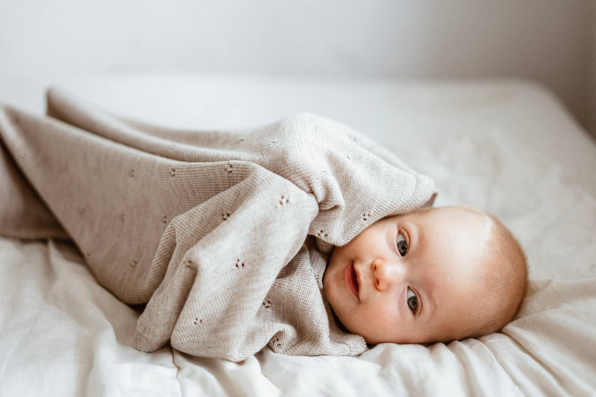 100% Merinowollen babydeken - Apollo - 75x100cm Gemaakt in PL: Taupe