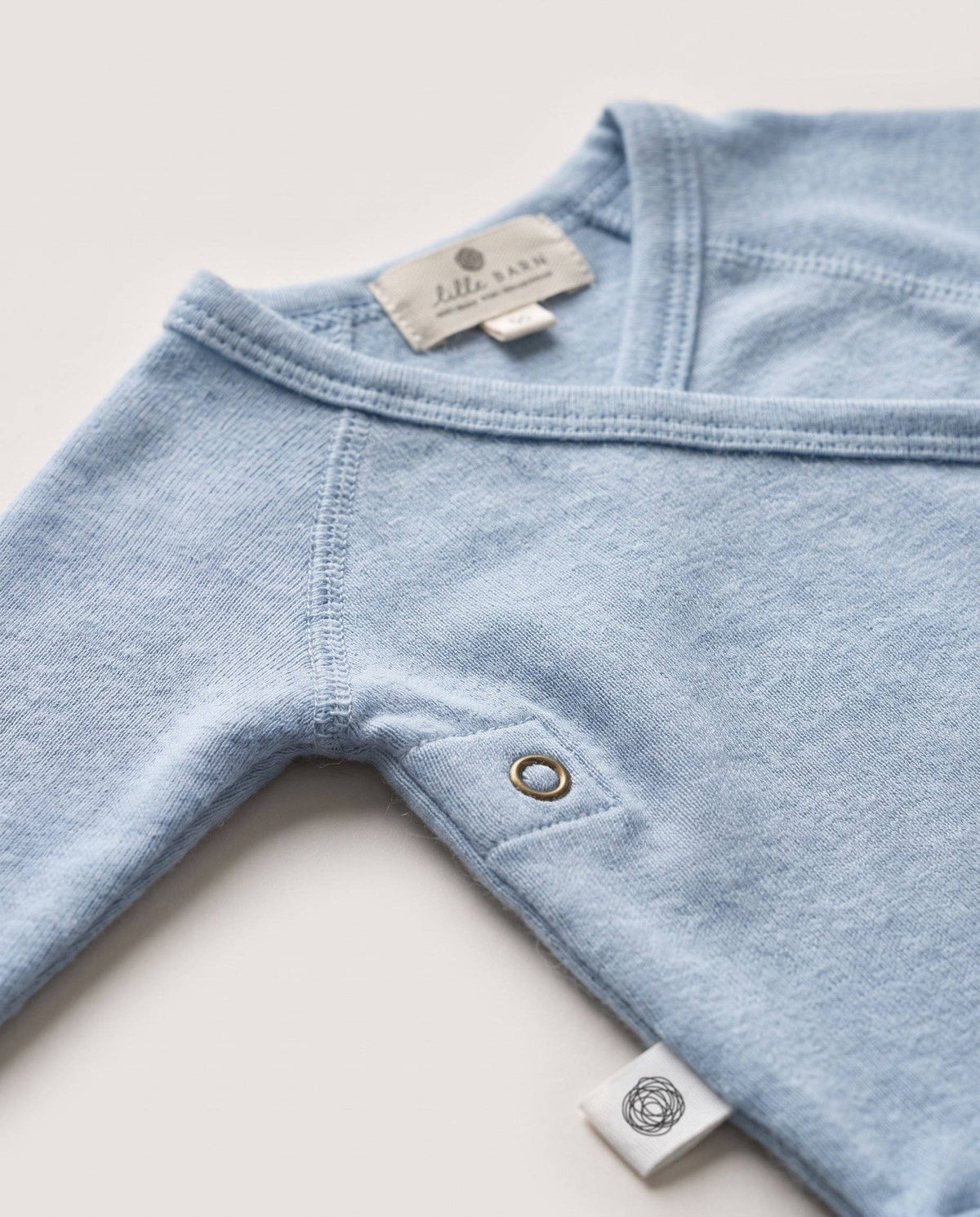 Wollen Overslagromper lange mouw – Merinowol - Blue Fog: 56
