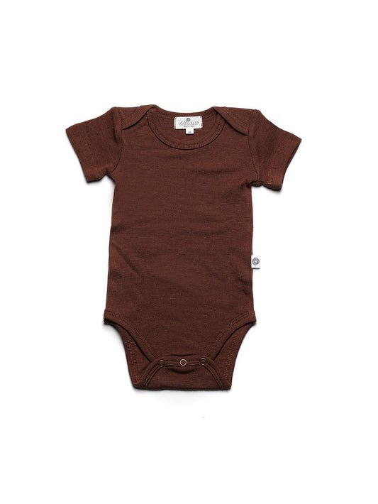 Wollen Romper korte mouwen – Merinowol - Cinnamon: 68