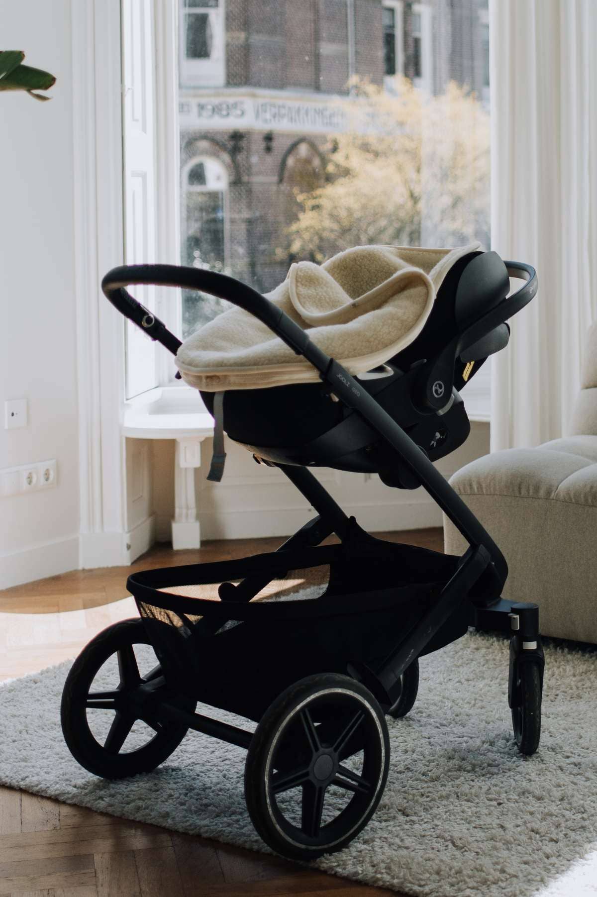 Baby voetenzak voor autostoel of maxi-cosi - Merinowol: Beige