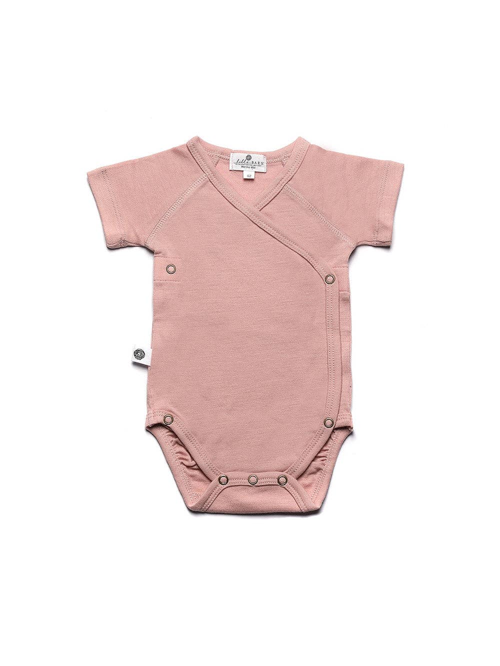 Wollen Overslagromper korte mouw – Merinowol - Misty Rose: 50