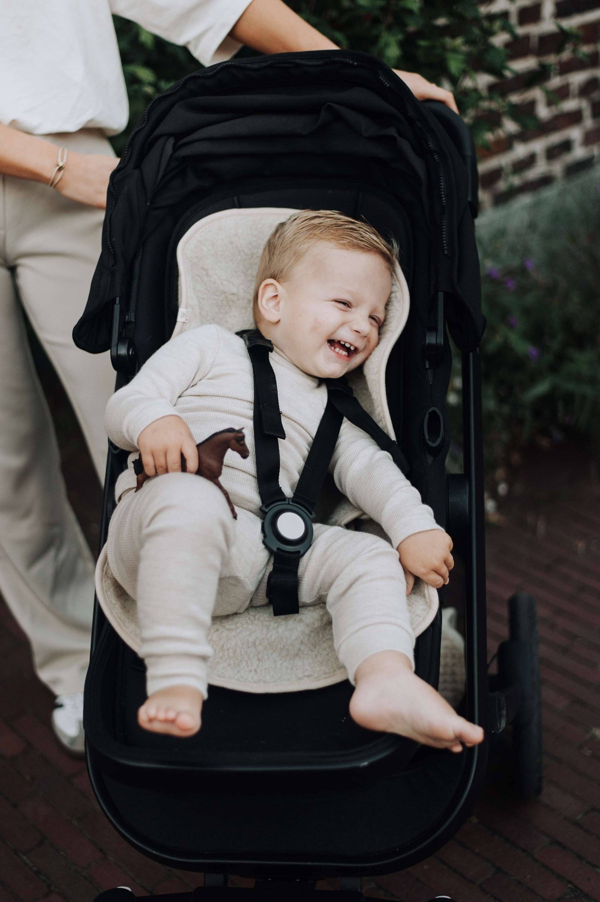 Merinowollen onderlegger voor buggy of maxi cosi –  Beige of neutral
