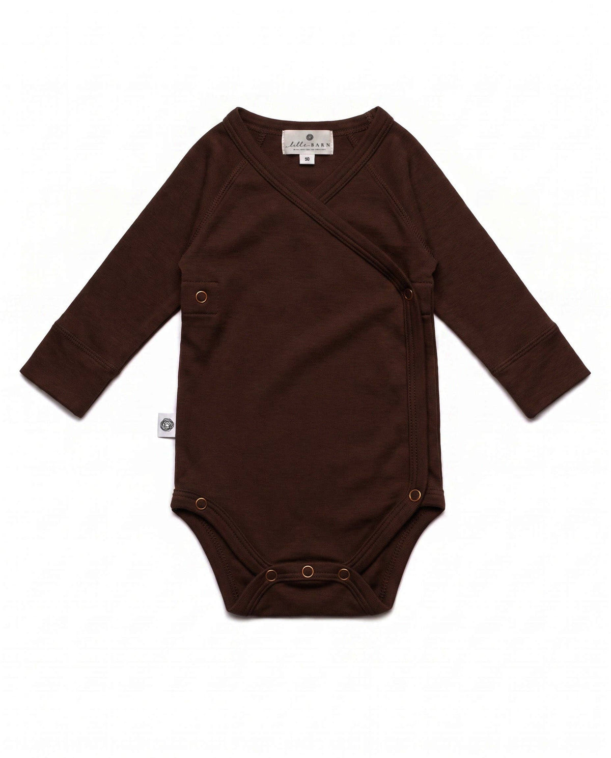 Wollen Overslagromper lange mouw – Merinowol - Chocolate fondant: 56
