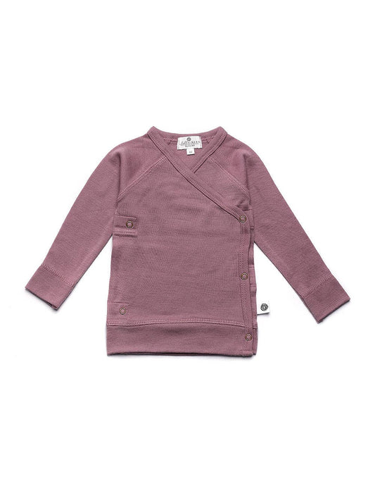 Baby wollen overslagtrui – Merinowol  - Grape Shake: 50