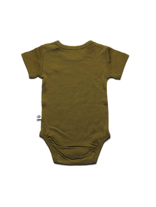Merinwol romper korte mouwen - merinowol  - Fir Green: 68