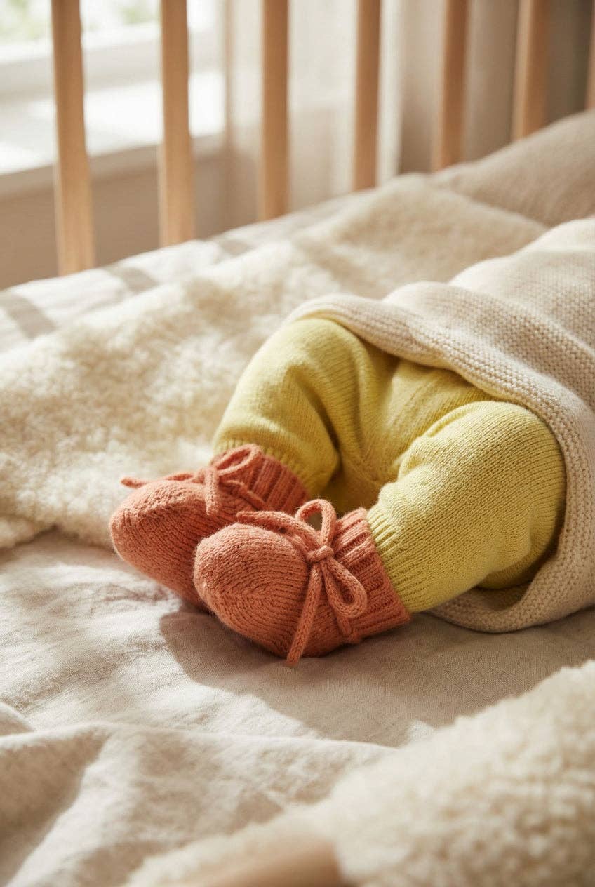 Wollen Baby sokjes / Newborn Sokjes - Merinowol - Peach Fuzz
