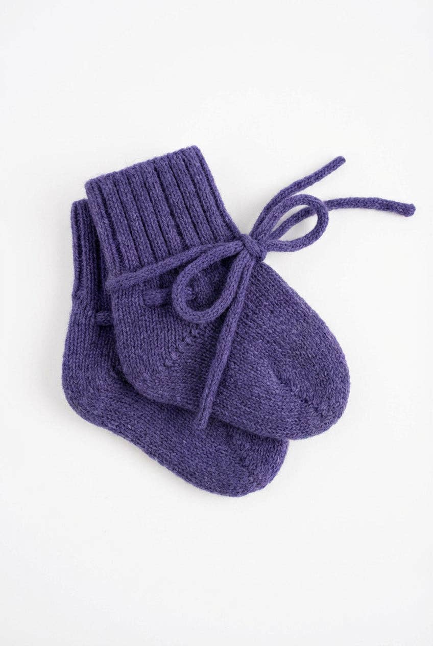 Wollen Baby sokjes / Newborn Sokjes - Merinowol - Violet