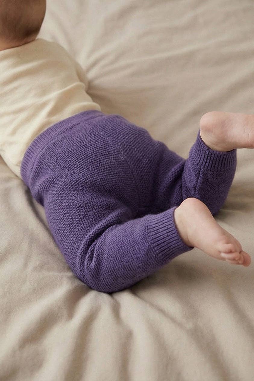 Merinowol gebreid baby broekje - Violet: 44 en 50/56