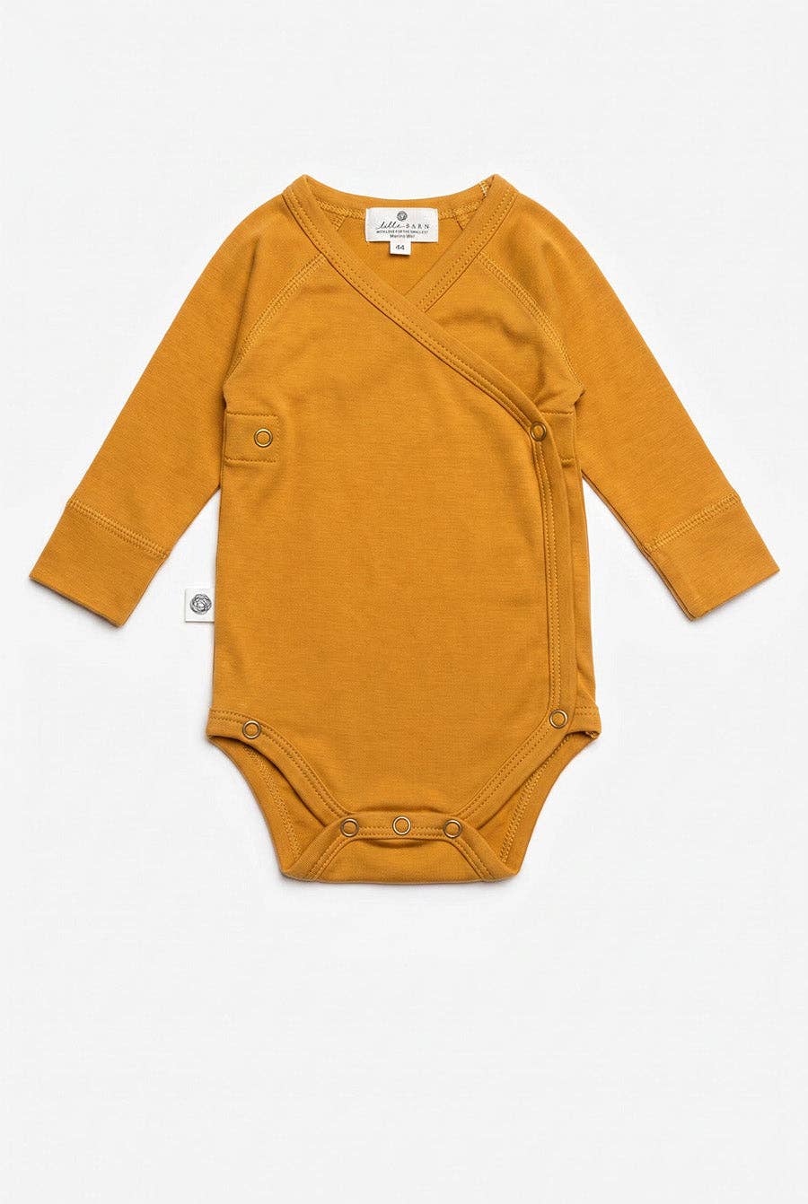 Wollen Overslagromper lange mouw – Merinowol – Harvest Gold: 56
