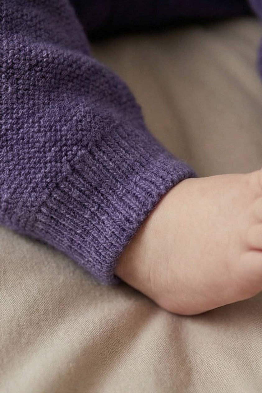 Merinowol gebreid baby broekje - Violet: 44 en 50/56