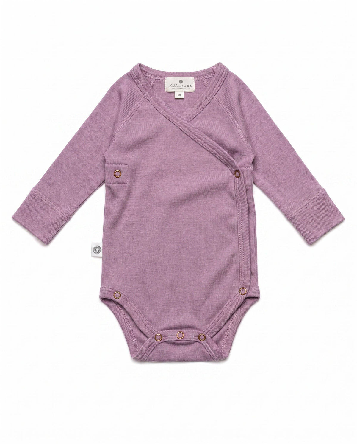 Wollen Overslagromper lange mouw – Merinowol – Lavender Mist: 50