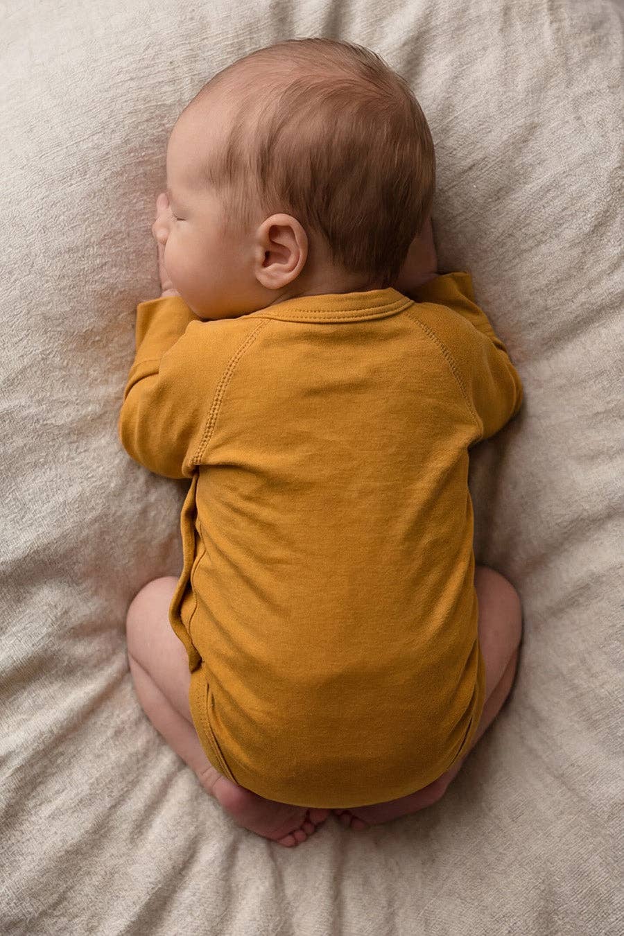 Wollen Overslagromper lange mouw – Merinowol – Harvest Gold: 56