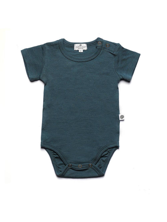 Merinwol romper korte mouwen - merinowol  - Orion Blue: 80