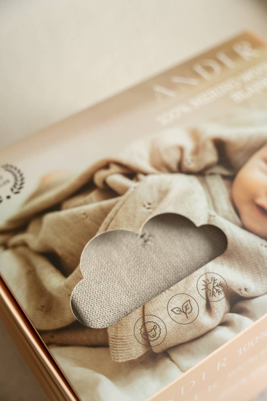100% Merinowollen babydeken - Apollo - 75x100cm Gemaakt in PL: Salie