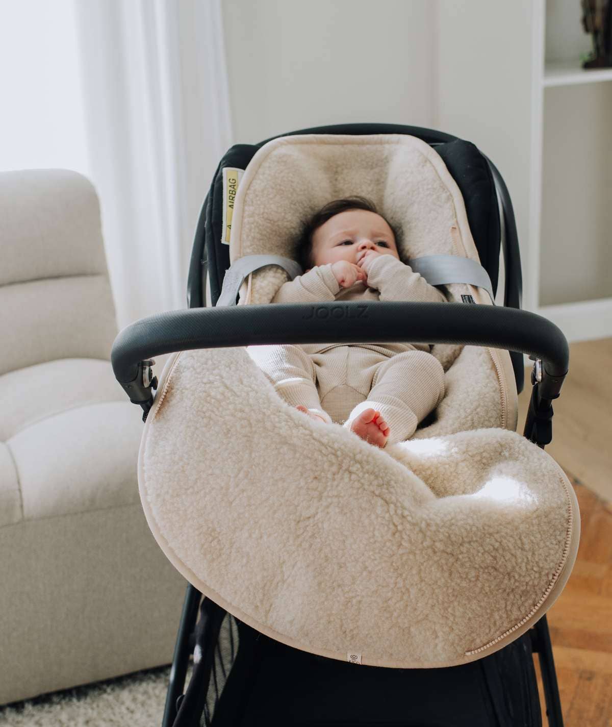 Baby voetenzak voor autostoel of maxi-cosi - Merinowol: Naturel
