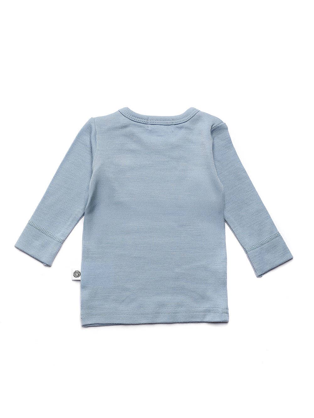 Wollen baby- kindertrui - Merinowol - Blue Fog: 74