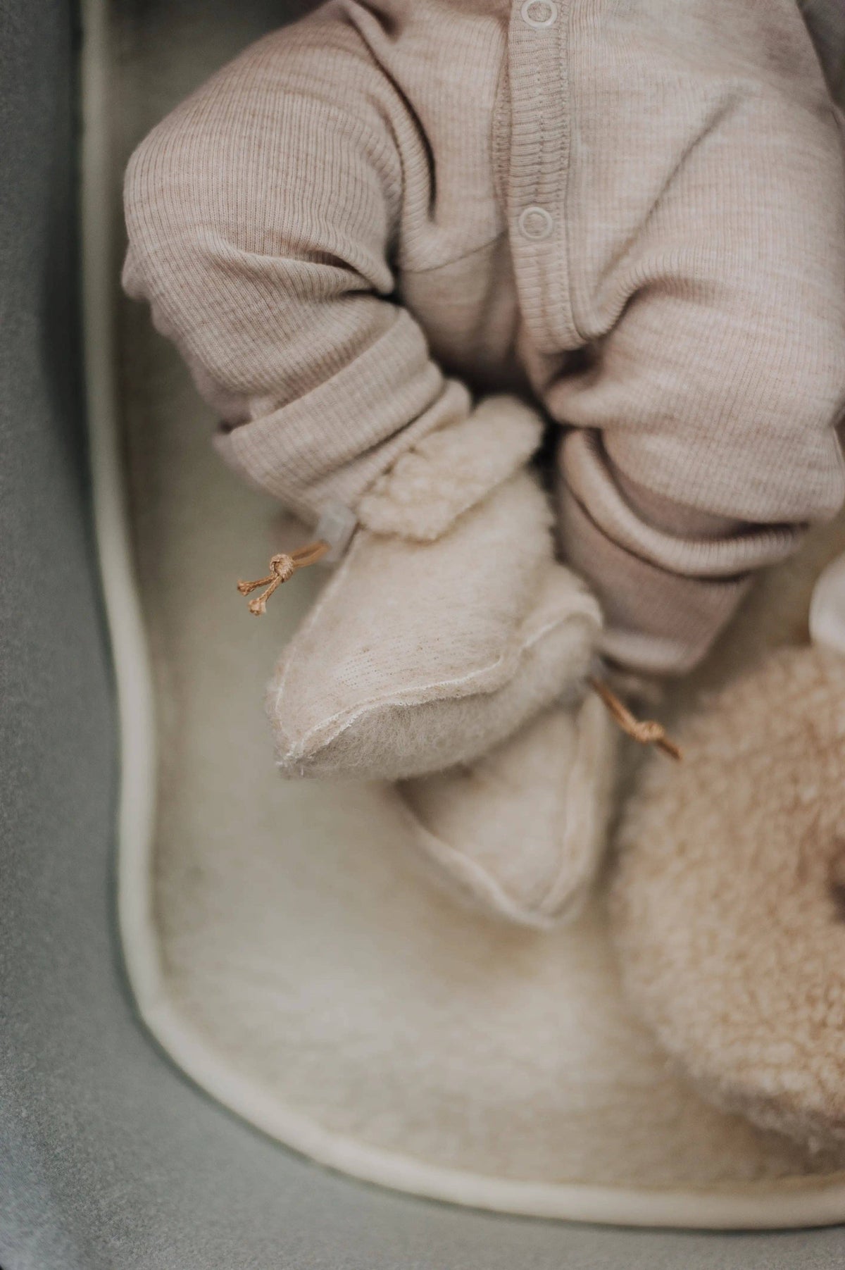Onderlegger voor kinderwagen / wieg - Merinowol: Naturel of Beige