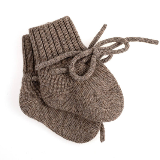 Wollen Baby sokjes / Newborn Sokjes - Merinowol - Cobble of chocobruin