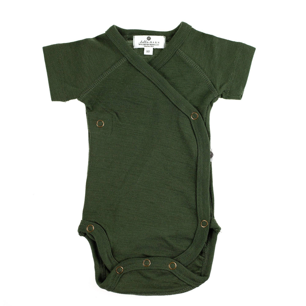 Wollen Overslagromper korte mouw – Merinowol - Rifle Green: 68